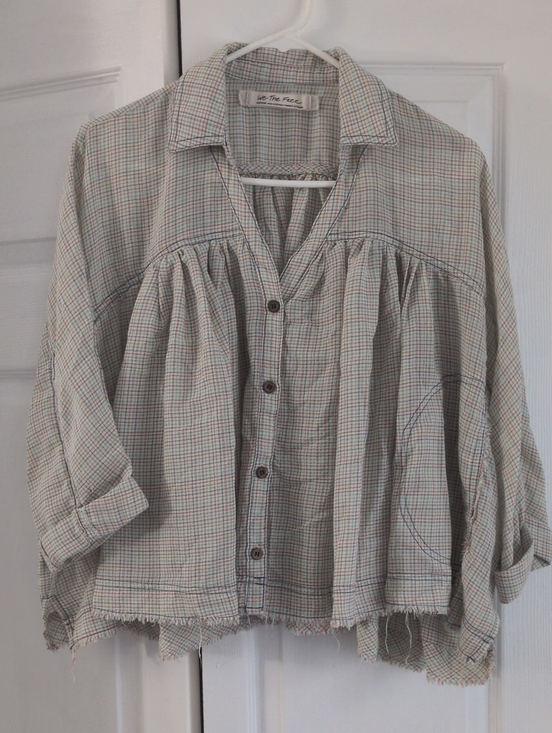We The Free Tops - We The Free Neutral Multi-Color Plaid Button Front Shirt